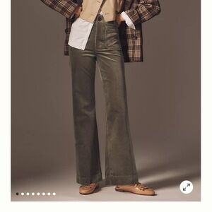 Anthropologie Khaki Wide Leg Trousers